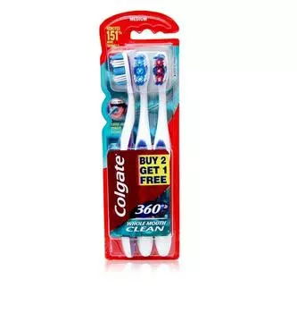 Зубная щетка Colgate 360 Whole Mouth Clean, упаковка из 3 шт.