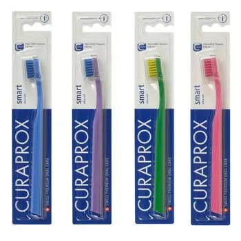 Зубная щетка CURAPROX CS Smart Set, блистерная упаковка, ультрамягкая флокированная щетка, 4 шт. (Оптовая закупка/Выбор цвета) 7,600