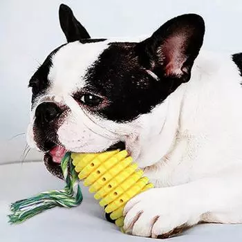 Зубная щетка Dingdong Pet Dog с кукурузной нитью 5,5 x 14,7 см, желтая, 1 шт.