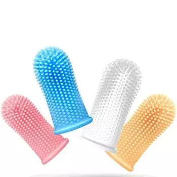 Зубная щетка для домашних животных на палец 1 шт., подстилка для кошек и собак, чистка полости рта, зубная щетка против зубного камня, принадлежности для домашних животных, мягкие зубы, силикон белый