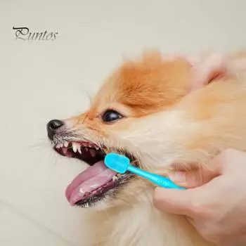Зубная щетка для домашних животных Супер мягкая нежная зубная щетка для кошек Удобная щетка для чистки полости рта собаки на 360 градусов Товары для домашних животных 1pc розовый