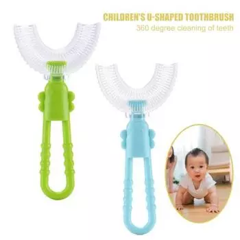 Зубная щетка для глубокой очистки U-образная удобная детская мягкая щетка для ухода за полостью рта на 360 градусов для малышей L синий