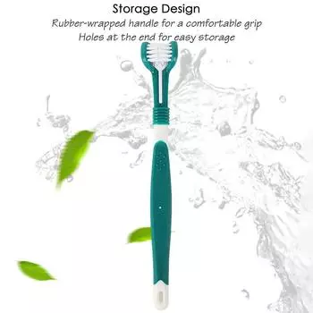 Зубная щетка для собак, 3-сторонняя щетка для ухода за полостью рта собак, 360 градусов, зубная щетка с тройной головкой, пластиковая зубная щетка для домашних животных, товары для животных