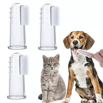 Зубная щетка для собак на палец Зубная щетка для собак Мягкие зубные щетки на палец для собак Уход за зубами Домашние животные Щенки Кошки Инструменты для чистки зубов Моющиеся