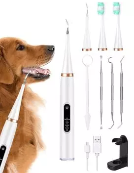 Зубная щетка для собак PETPNR Pet электрическая зубная щетка USB аккумуляторная зубная щетка для кошек для удаления зубного налета набор щеток для домашних животных 5 режимов чистки эффективно ухаживает за зубами и