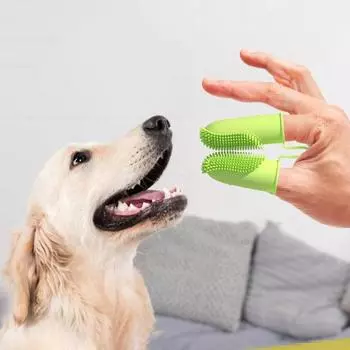 Зубная щетка для удаления налета с пальцев домашних животных, нелегко деформируется, легкая, свежее дыхание кошки жёлтый