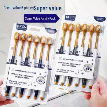 Зубная щетка для взрослых с мягкой щетиной высокой плотности - упаковка из 6 штук для глубокой очистки полости рта 6-pack