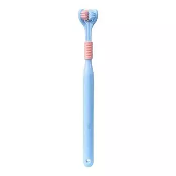 Зубная щетка для взрослых, удобная ручка, эргономичная нескользящая чистка зубов, мягкая трехсторонняя зубная щетка для взрослых, аксессуары для ванной комнаты синий