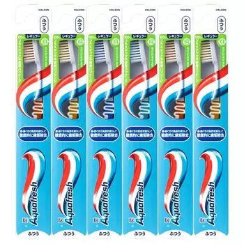 Зубная щетка Earth Pharmaceutical Aquafresh Regular, набор из 6 предметов, случайный цвет