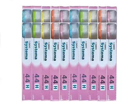 Зубная щетка Lion Systema 20 шт. 44H DENT.EX (компактный жесткий)