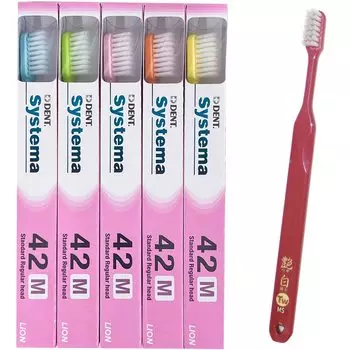 Зубная щетка Lion Systema 42M x 20 Glossy White Toothbrush Twin x 1 in Профилактика заболеваний пародонта Эксклюзивный стоматологический продукт DENT.EX + (Миссисипи) [Сделал