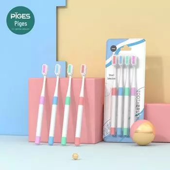 Зубная щетка Mikolife для взрослых с мягкой щетиной, разноцветная, 4 шт. в упаковке для глубокой чистки 4-Pack