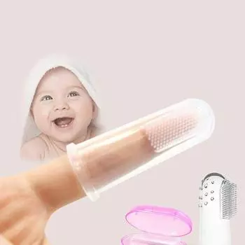 Зубная щетка на палец с коробкой для детей, мягкая силиконовая зубная щетка на палец, резиновый массажер для зубов without box белый