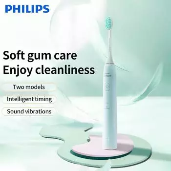 Зубная щетка Philips Sonic Vibration для взрослых с мягкой щетиной HX2422, двухскоростной режим 1 ручка щетки 1 насадка щетки синий