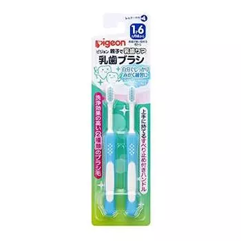 Зубная щетка Pigeon Baby Blue Урок, этап 4, 2 бутылки С момента, когда коренные зубы начинают выравниваться (от 1 года и 6 месяцев до 3 лет) Обучение брусью
