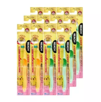 Зубная щетка Reach Premium Kids для детских зубов, набор из 12 предметов, Покемон Пикачу, профилактика кариеса задних зубов
