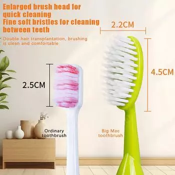 Зубная щетка с большой головкой Уход за полостью рта Глубокая чистка полости рта Мягкая щетина Пара Ручная зубная щетка Милая зубная щетка красный