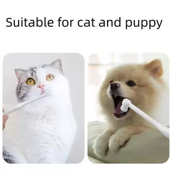 Зубная щетка с круглой головкой для домашних животных, удаление неприятного запаха изо рта, зубной камень, уход за зубами, мягкая щетка, инструмент для чистки полости рта для собак и кошек, чистящие средства для маленьких домашних животных розовый