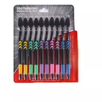 Зубная щетка с мягкой щетиной для взрослых, бамбуковый уголь, бытовая зубная щетка из тонкой шерсти, антибактериальная для семьи, мужчин и женщин разноцветный