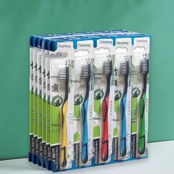 Зубная щетка с мягкой щетиной из бамбукового угля Xiujie — для взрослых пар, высокой плотности, красочная семейная упаковка