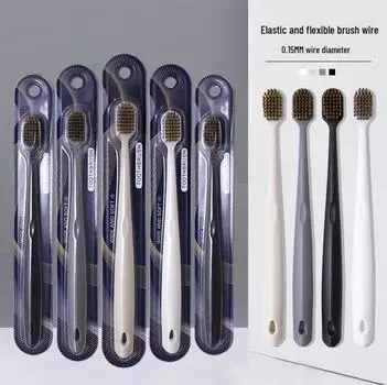 Зубная щетка с широкой головкой и мягкой щетиной для пар — для домашнего и ежедневного использования Individual Card серый