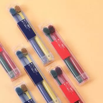 Зубная щетка с широкой насадкой Macaron Пара, в упаковке 2шт. Зубная щетка с мягкой щетиной