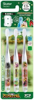 Зубная щетка Skateter для детей дошкольного возраста, мягкая, прозрачная, 3 шт., Ania Kingdom, 3-5 лет, TBCR5T-A