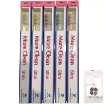 Зубная щетка Wildent More Clean Slim Dental Exclusive Smile Original Cotton Set [Набор 10] [Life Included]
