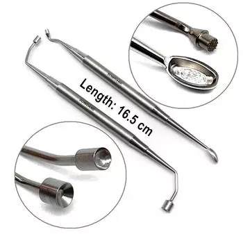 Зубной хирургический имплантат. Костные кюретки. Ложка для порошка. Совок для трансплантата. Уплотнитель имплантата. Периостальный подъемник. Пакер для костной пластики. 1 piece B