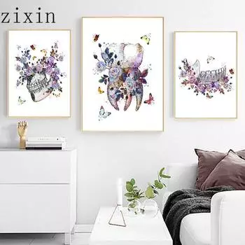 Зубной имплантат, настенная живопись, холст, живопись, постеры, принты, стоматологическая медицина, Настенный декор, анатомия, подарок для стоматолога, декор для офиса и клиники 21*30cm