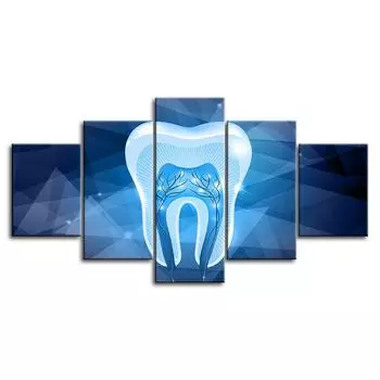 Зубной стоматолог, абстрактное искусство, 5 панелей, холст с принтом, плакат, настенное искусство, домашний декор, HD печать, фотографии без рамки, 5 шт., декор комнаты 20x35cm*2 20x45cm*2 20x55cm*1