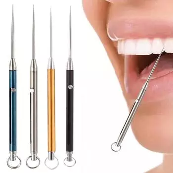 Зубочистка из титанового сплава, портативная зубочистка, артефакт, фруктовая палочка, выдвижная зубочистка, брелок, походный инструмент для отдыха на природе чёрный