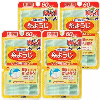 Зубочистка Kobayashi Thread Floss Pick Dental Floss 60 шт. x 4 шт. [Оптовая закупка] Фармацевтика и
