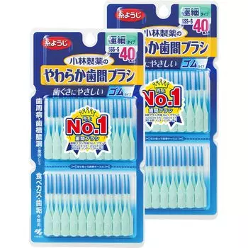 Зубочистка с ниткой Kobayashi Pharmaceutical Soft Interdental Brush резиновая межзубная щетка Extra Fine Type Size 80 Pieces Pieces x 2 Single Item