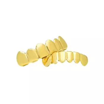 Зубы для хип-хопа, крутой рот, гриль, забавный верх, низ, позолоченный набор зубных колпачков One Size золотой
