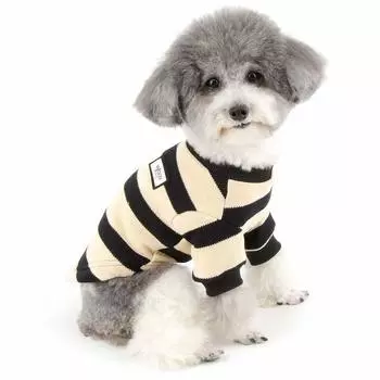 ZUNEA Dog Knit Small Striped Cold Cotton Winter warm For Toy Dog Black L Одежда, Осень/Зима, Свитер, Собаки, Стильный, Милый, Пальто, Куртка, Теплый,