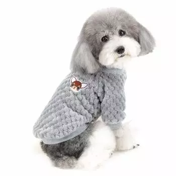 ZUNEA Dog Small Warm Cold Cute Cute Fluffy Fleece Winter Pet Warm Cat Chihuahua Dog Grey L Одежда, свитер для осени и зимы, собаки, пальто, защита,