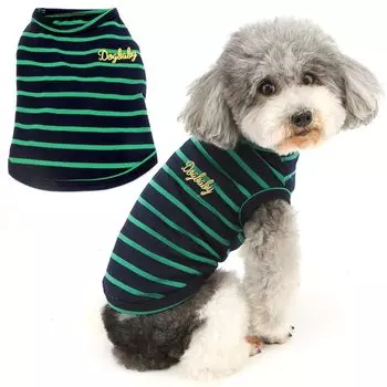 ZUNEA Dog Tank для маленьких полосатых домашних собак и кошек с выпадением шерсти на каждый день для щенков зеленого цвета L Одежда, весна/лето Топ, собаки, футболка, узор, стильный,