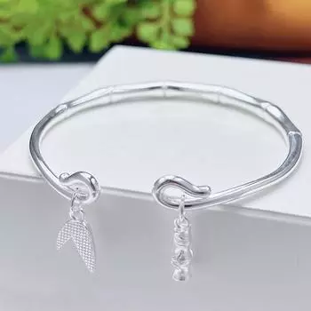 Zuyin 9999 Браслет из бамбукового узла и листьев, женский цветок, молодежный стиль, глянцевый однотонный браслет, подарки для любовников подруге Adjustable size