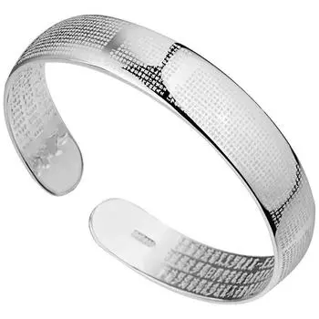 Zuyin 9999 Шурангама Мантра Чистое Серебро Сердце Сутра Открытый Браслет Твердая Сутра Будды Подарок на День Матери для Матери Серебряный Браслет Adjustable size