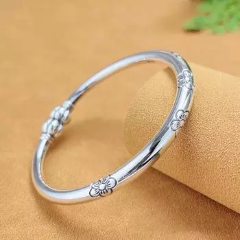 Zuyin 9999 Твердый браслет Bright Face Plum Blossom, молодая тыква в сочетании с жемчугом, этнический стиль, женская индивидуальность, маленький и уникальный Adjustable size