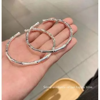 Zuyin 999,9 гладкий матовый бамбуковый браслет с открытым гладким лицом, женский простой бамбуковый серебряный браслет, подарок на день Святого Валентина Adjustable size