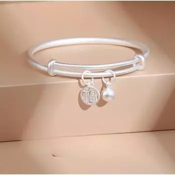 Zuyin 999,9 Gufa Fu бренд колокольчик большой детский браслет мужской и женский браслет пуш-пул ученик начальной школы древний стиль серебряные ювелирные изделия подарок Adjustable size