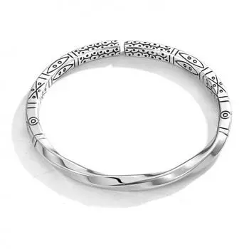 Zuyin 999,9 Кольцо Мобиуса Тотемный браслет для мужчин и женщин витой узор Ретро китайский стиль Лесной стиль Мужской серебряный браслет Adjustable size