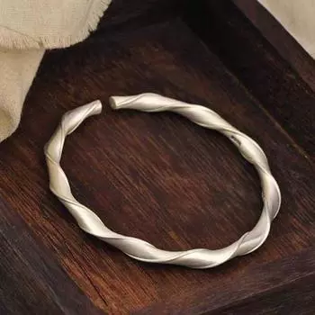 Zuyin 999,9 Light Plate Mobius Открытый браслет в стиле ретро, простой и модный браслет из чистого серебра, подарок на День святого Валентина Adjustable size