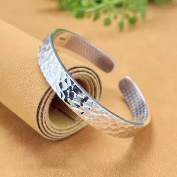 Zuyin 999.9 Ретро гладкий однотонный браслет с узором молотка ручной работы, этнический стиль Zuyin, мужская и женская индивидуальность, маленькая и популярная рука Adjustable size