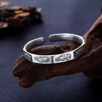 Zuyin 999,9 ретро изношенный браслет Pixiu Jinbao Bafang Jincai, ретро-подарок на день рождения, подарок Adjustable size белый