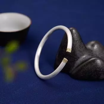 Zuyin 999,9 винтажное простое однотонное круглое кольцо с песком, старый открытый китайский классический дзен, женский простой браслет из чистого серебра Adjustable size