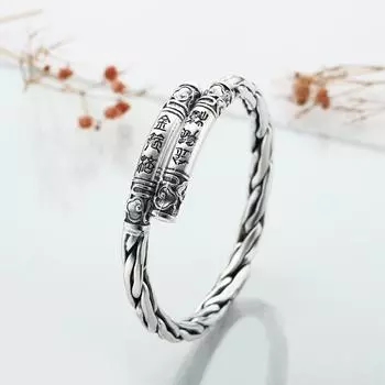 Zuyin 999 браслет женский ретро плетеный золотой браслет-кольцо мужской браслет из чистого серебра регулируемый браслет с серебряным орнаментом для пар Adjustable size