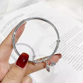 Zuyin 999 чистое серебро Two Life Радостное гладкое лицо браслет Модный женский простой однотонный закрытый браслет Серебряный браслет Adjustable size